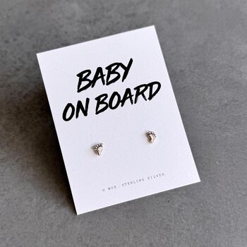 Baby On Board Sterling Silver Little Feet Earrings, 2 of 7