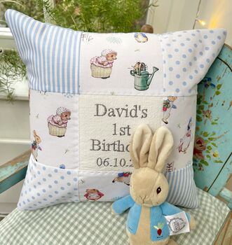 Peter Rabbit© 1st Birthday Cushion, 12 of 12