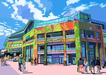 Centre Court Wimbledon, London Tennis Illustration Art Print, 3 of 3