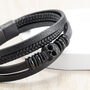 Personalised Men's Stacked Leather Skull Bracelet, thumbnail 5 of 10