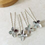 Silver Flower Hair Pins, thumbnail 1 of 5