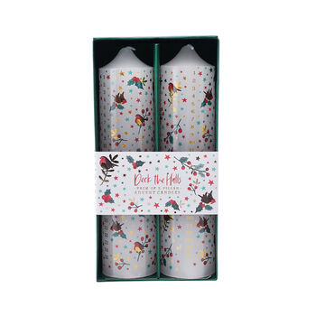 Pack Of Two Robin Design Pillar Advent Candles, 2 of 5