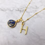 18k Gold Vermeil Plated Initial And Lapis Necklace, thumbnail 2 of 5