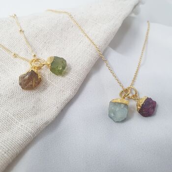 18k Gold Vermeil Plated Double Birthstone Necklace, 7 of 9