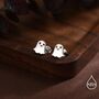 Little Cute Ghost Stud Earrings In Sterling Silver, thumbnail 6 of 12