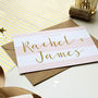 Personalised Pink Stripe Wedding Greeting Card, thumbnail 3 of 5