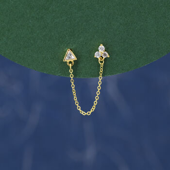 Sterling Silver Chained Earrings For Multiple Piercings. Sold As One Piece, 6 of 11