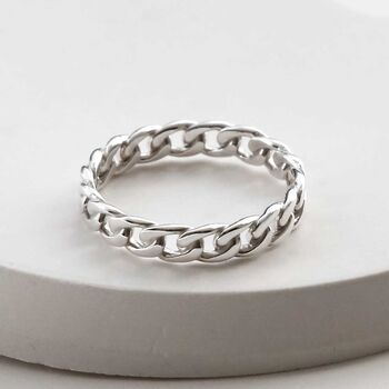 Sterling Silver Curb Chain Ring, 3 of 7