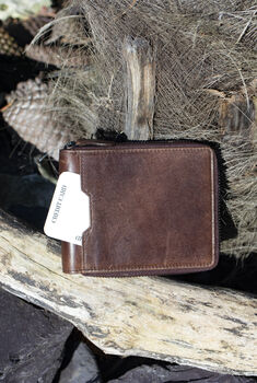 Personalised Zip Around Brown Leather Wallet Rfid Men's, 5 of 6