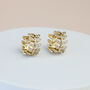 Gold Crystal Leaf Vine Hoop Earrings, thumbnail 3 of 3
