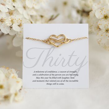 30th Birthday Gift For Her, Heart Infinity Bracelet, 11 of 11