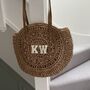 Personalised Dark Straw Circle Tote Beach Bag, thumbnail 5 of 6