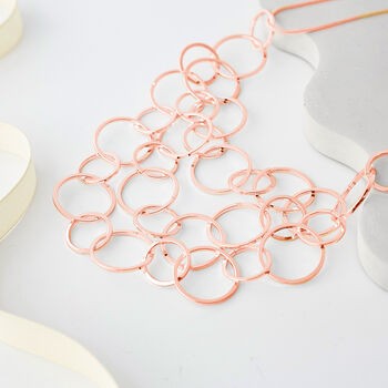 Cascading Interlinked Tiered Hoop Necklace, 3 of 3