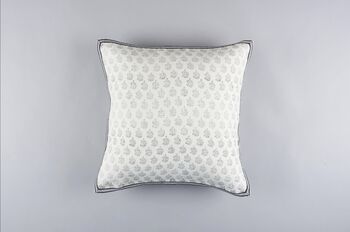 Small Pattern Block Printed White Linen Cushion Cover, 2 of 5