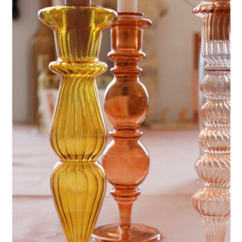 Mixed Set Of Six Handmade Glass Candlestick Holders, 3 of 5