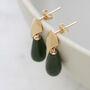 9ct Gold Deco Dropper Earrings With Nephrite, thumbnail 4 of 12