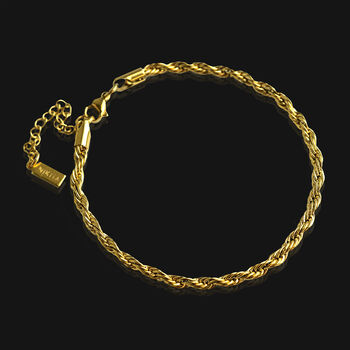 Twist Rope Chain Adjustable Bracelet, 18k Gold Plated, 2 of 4