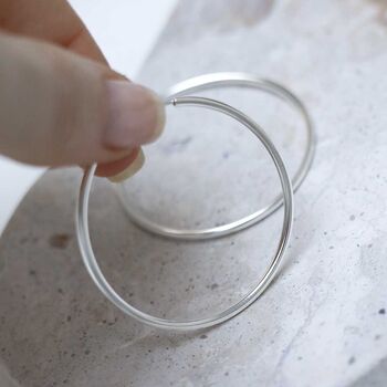 Sterling Silver 40mm Hoop Earrings, 2 of 9