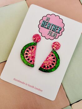 Watermelon Glittery Earrings /Sweet Best Friend Gift / Tropical Beach Accessory / Summer Vacation Jewellery, 3 of 5