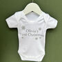 Personalised First Christmas Snowflake Baby Grow / Top, thumbnail 2 of 8