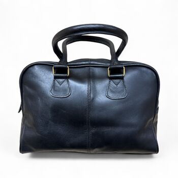 Bowler Handmade Leather Shoulder Bag –Black Full Grain Leather, 4 of 4