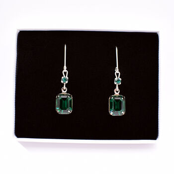 Emerald Green Crystal Leverback Earrings, 7 of 10