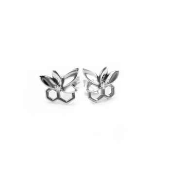 Yellow Gold Vermeil Sterling Silver Bee Flower Studs, 5 of 5