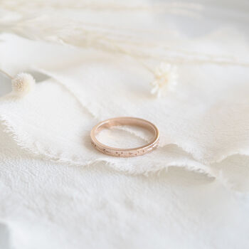 Star Engraved Ring Band In Solid Rose Gold, 3 of 8