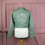 Green Celestial Cropped Bride Leather Jacket, thumbnail 4 of 9