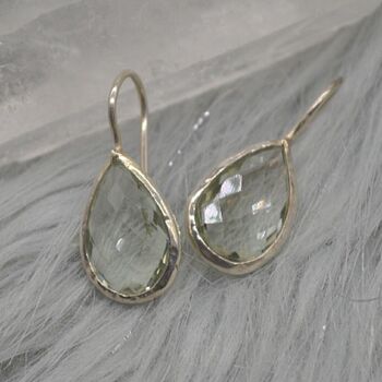 Green Amethyst Teardrop Silver Earrings, 4 of 6