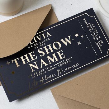 Custom Concert Ticket Or Show Gold Foil Voucher, 2 of 9