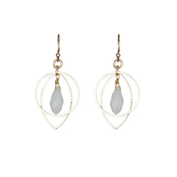 Gold Plated Geometric And White Opal Earrings, 7 of 7