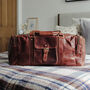 Brown Leather Travel Holdall Bag, thumbnail 1 of 6
