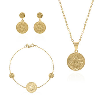 Sun Coin Gift Set | Necklace Earrings And Bracelet, 3 of 12