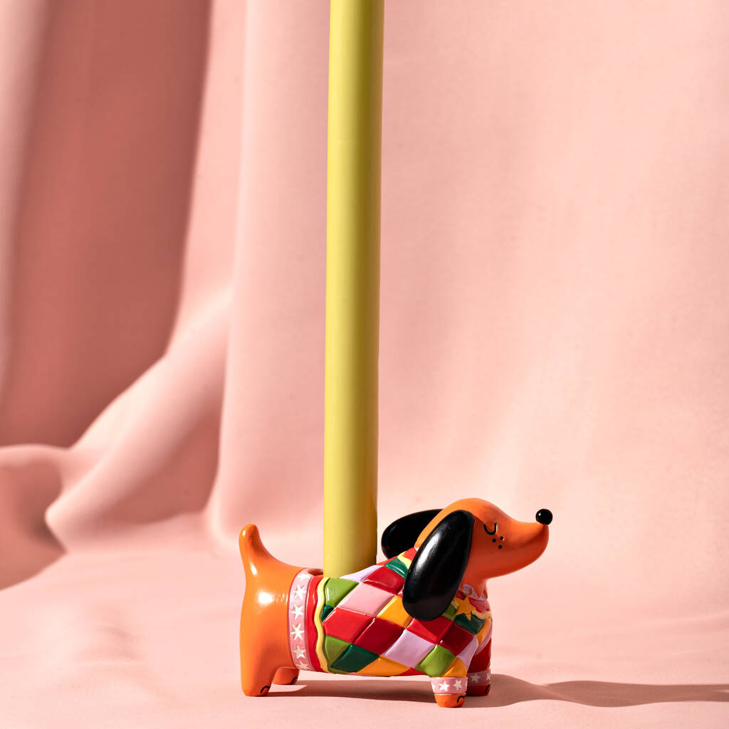 Christmas Dog Shaped Candle Holder By Raspberry Blossom