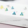 Sterling Silver Turquoise Trinity Stud Earrings, thumbnail 3 of 12