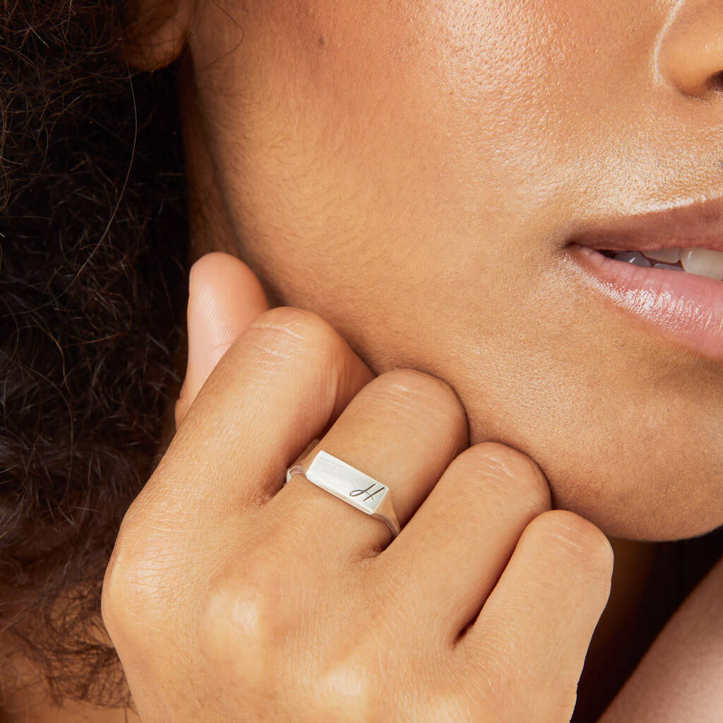 Personalised Silver Initial Signet Ring For Women By Louy Magroos