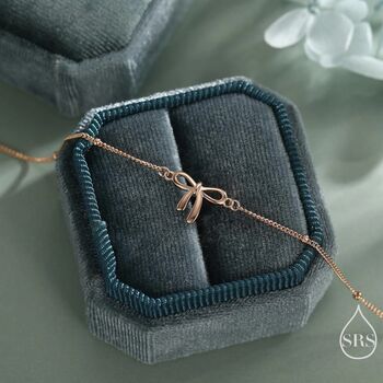Sterling Silver Ribbon Bow Bracelet, 4 of 12
