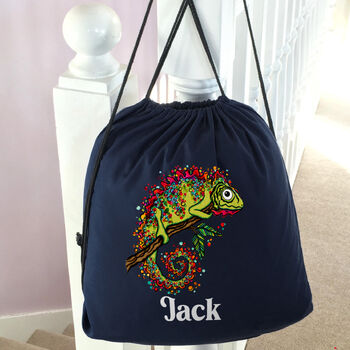 Personalised Chameleon Drawstring Pe Kit Bag, 4 of 5