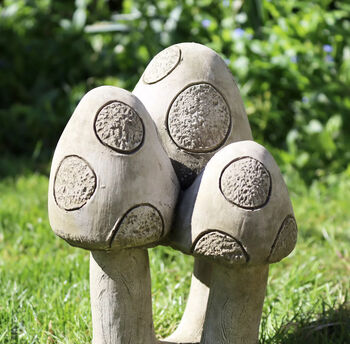 Stone Mushrooms Set Of Three On A Base, 6 of 6