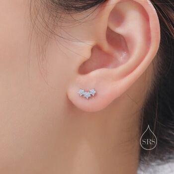 Asymmetric Blue Opal Cz Forget Me Not Flower Bouquet Internally Threaded Flat Back In Sterling Silver, 4 of 12
