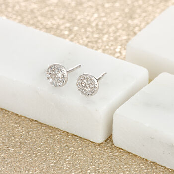 Sparkling Pave Circle Stud Earrings, 3 of 5