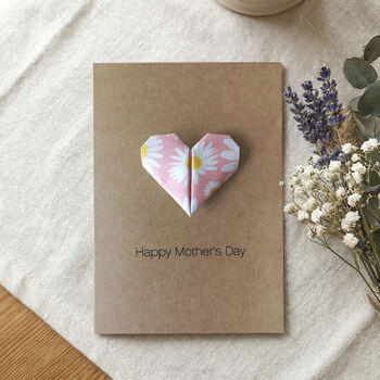 Personalised Mother’s Day Origami Heart Kraft Card, 4 of 4