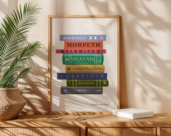 Northumberland Towns Book Stack Art Print, 6 of 6