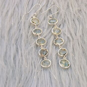 Green Amethyst Drop Silver Earrings, 4 of 6