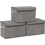 Set Of Three Grey Fabric Storage Boxes Organiser Bins, thumbnail 4 of 9