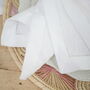 Pair Of White French Linen Ladder Stitch Napkins, thumbnail 4 of 4