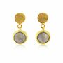 Salina Gold Plated Disc And Gemstone Drop Earrings, thumbnail 9 of 12