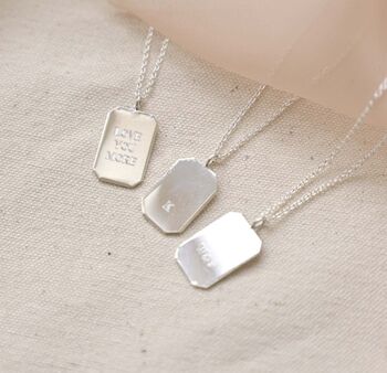 Sterling Silver Engravable Rectangle Pendant Necklace, 3 of 6