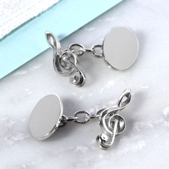 Personalised Sterling Silver Musical Note Cufflinks, 6 of 6